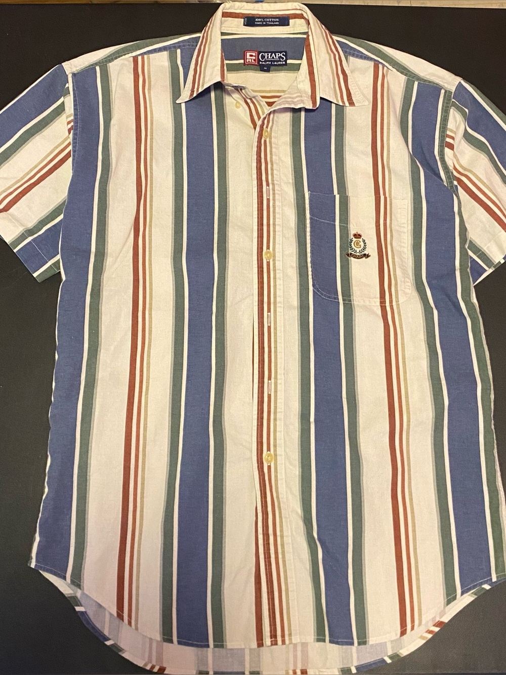 Ralph Lauren Striped Short Sleeve Shirt in Blue, White, Green, Rust